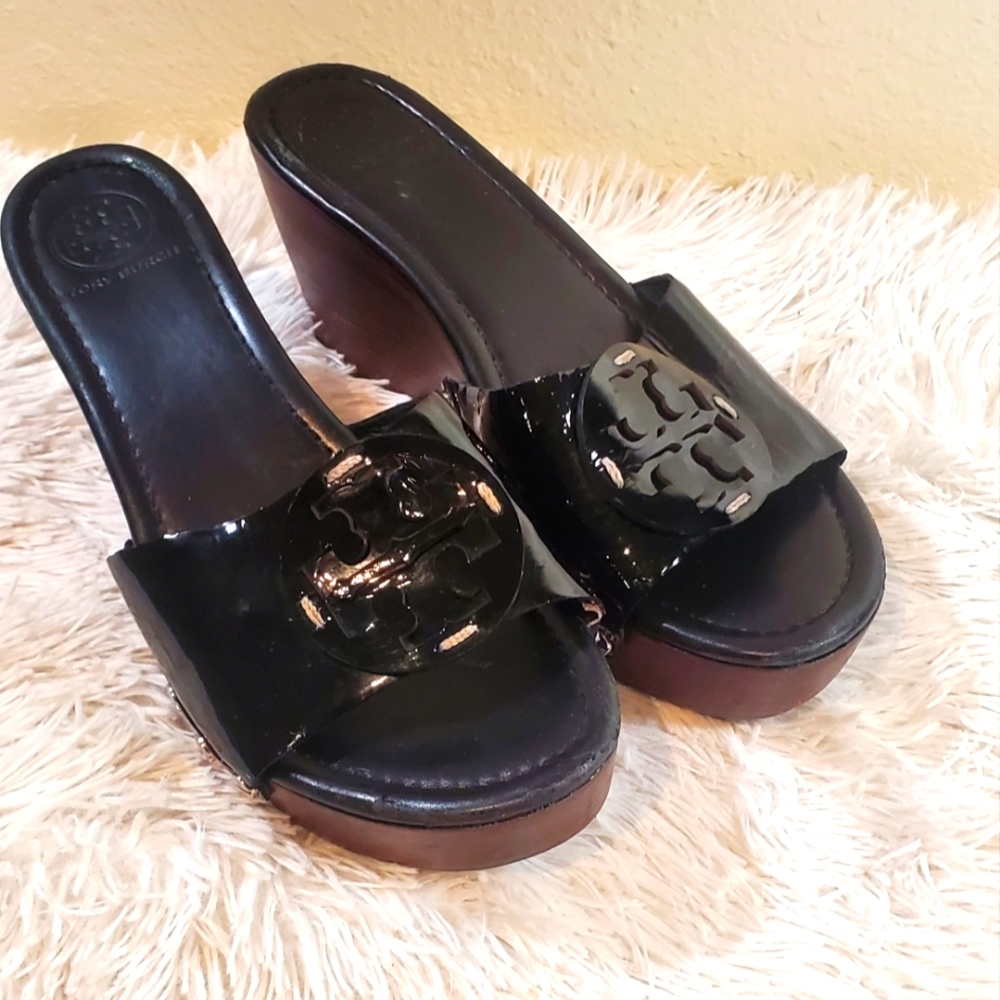 Tory Burch Signature "T" Wedge Sandals